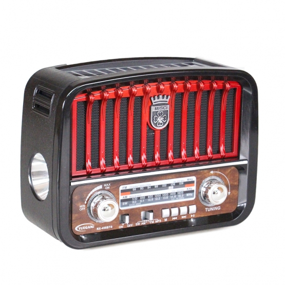 Přenosné 3pásmové solární rádio černo-červené MUSIC