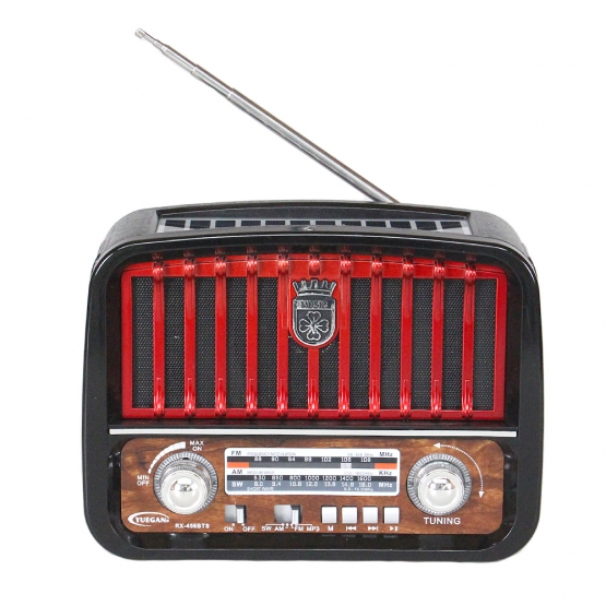 Přenosné 3pásmové solární rádio černo-červené MUSIC