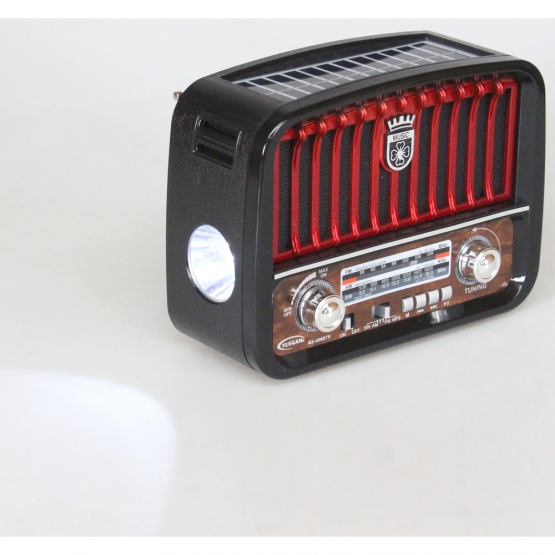 Přenosné 3pásmové solární rádio černo-červené MUSIC