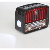 Přenosné 3pásmové solární rádio černo-červené MUSIC