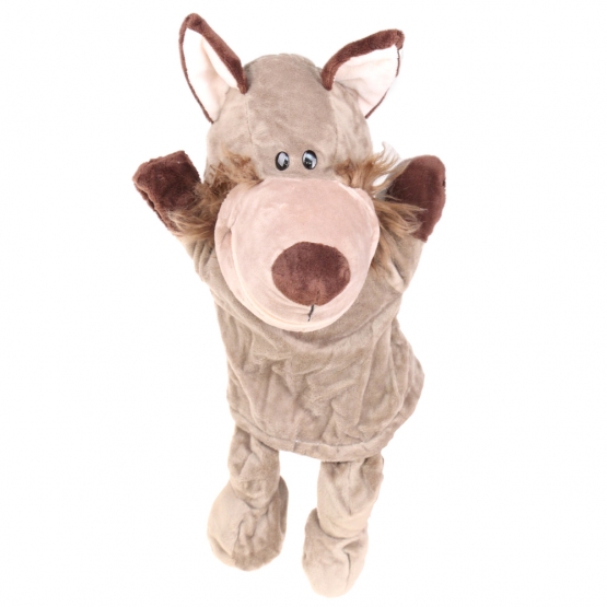 Plyšový maňásek s nohama na ruku vlk