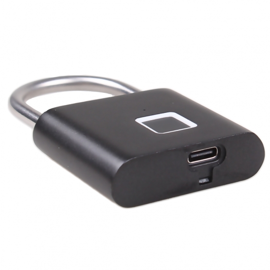 Visací zámek na otisk prstu černý