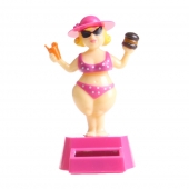 Solární tančící dekorace madam s kloboukem růžová