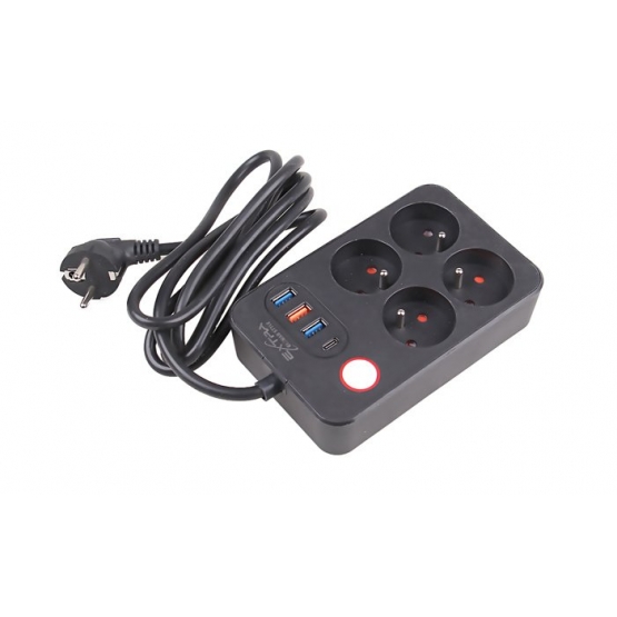 Prodlužovací kabel 2 m se 4 výstupy a USB