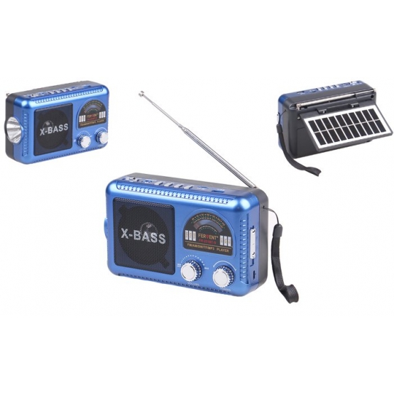 Solární 3pásmové rádio FERVENT modré