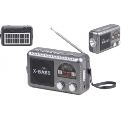 Solární 3pásmové rádio FERVENT šedé