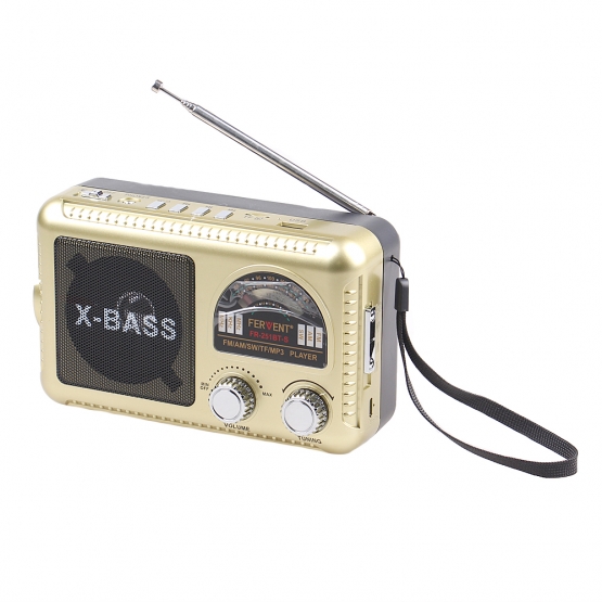 Solární 3pásmové rádio FERVENT zlaté