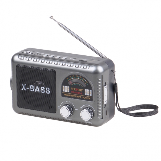 Solární 3pásmové rádio FERVENT šedé