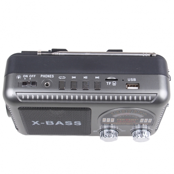 Solární 3pásmové rádio FERVENT šedé