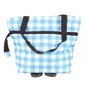 Nákupní taška s kolečky kostkovaná modrá