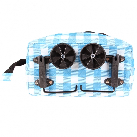 Nákupní taška s kolečky kostkovaná modrá