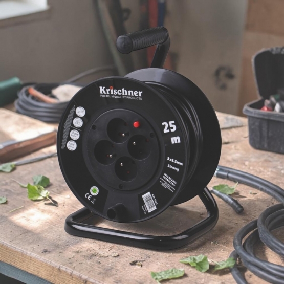 Prodlužovací kabel na bubnu 25 m černý 2,5mm