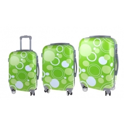 Sada 3 skořepinových kufrů (Zelené kroužky)