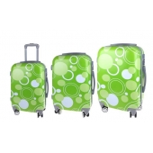 Sada 3 skořepinových kufrů (Zelené kroužky)