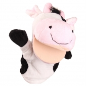 Plyšový maňásek na ruku kravička