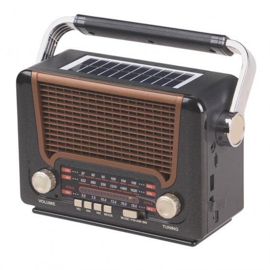 3pásmové solární rádio M-527BT hnědé