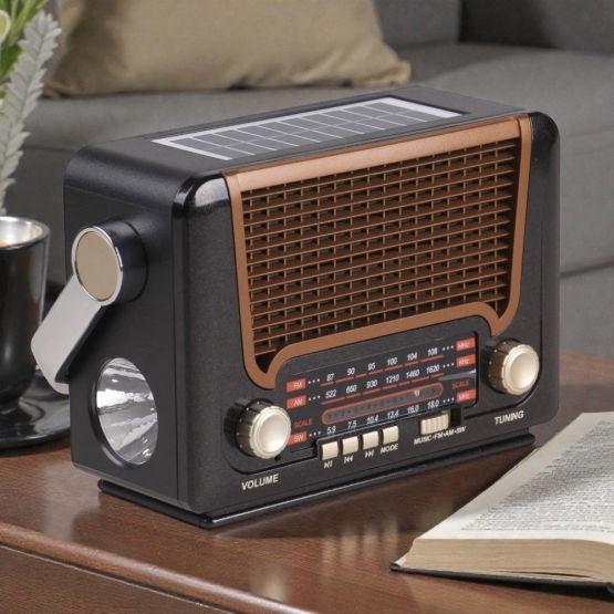3pásmové solární rádio M-527BT hnědé