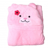 Dětská deka Happy Baby růžová – medvídek s kytičkou