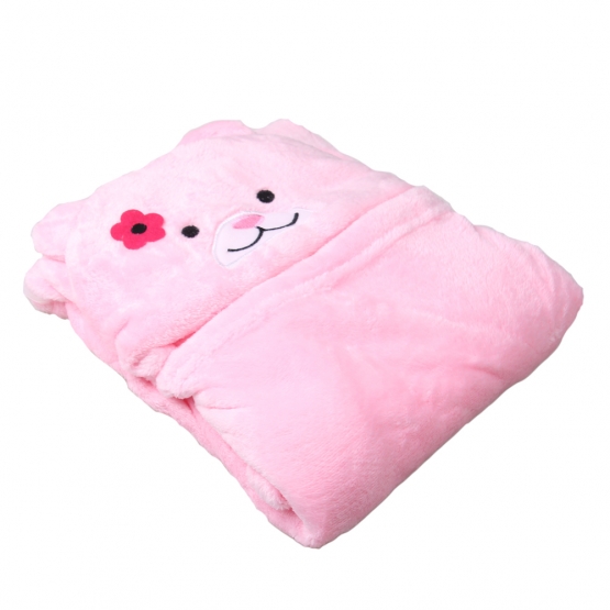 Dětská deka Happy Baby růžová – medvídek s kytičkou