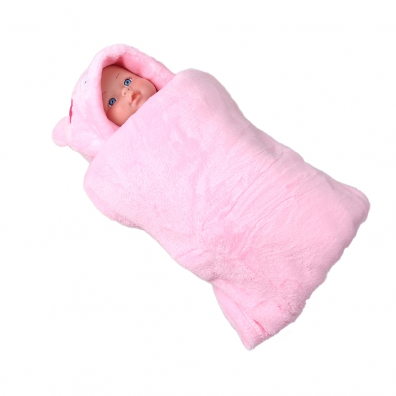 Dětská deka Happy Baby růžová – medvídek s kytičkou