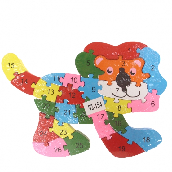 Vzdělávací dřevěné puzzle lev var.3