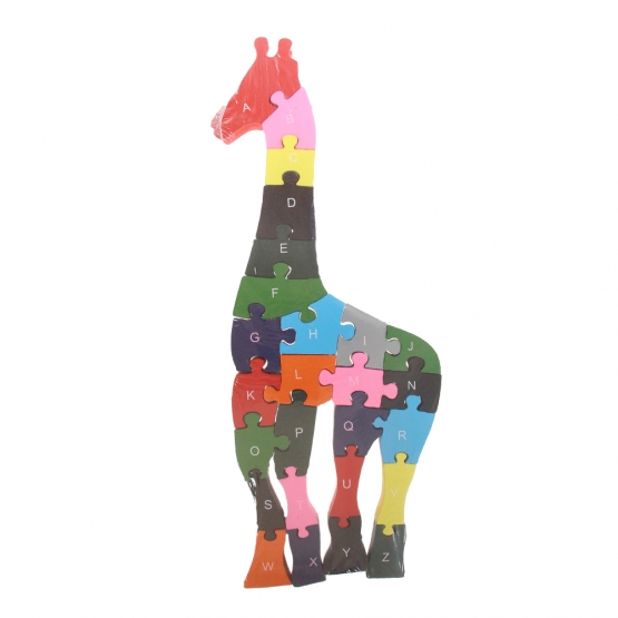 Vzdělávací dřevěné puzzle žirafa var.2
