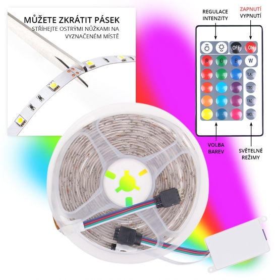 2 ks LED pásků 10 metrů - RGB 230 V / 12 V