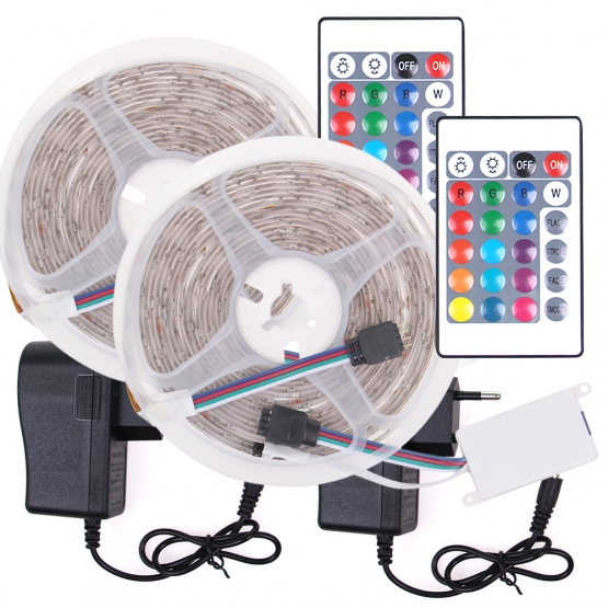 2 ks LED pásků 10 metrů - RGB 230 V / 12 V