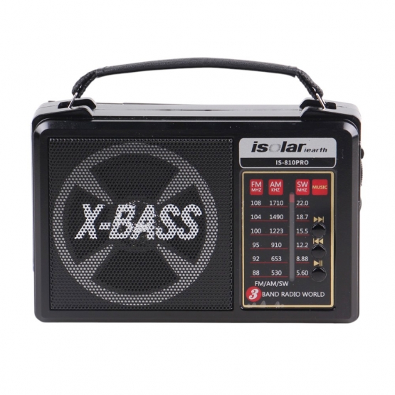 Solární 3pásmové rádio IS-810PRO černé