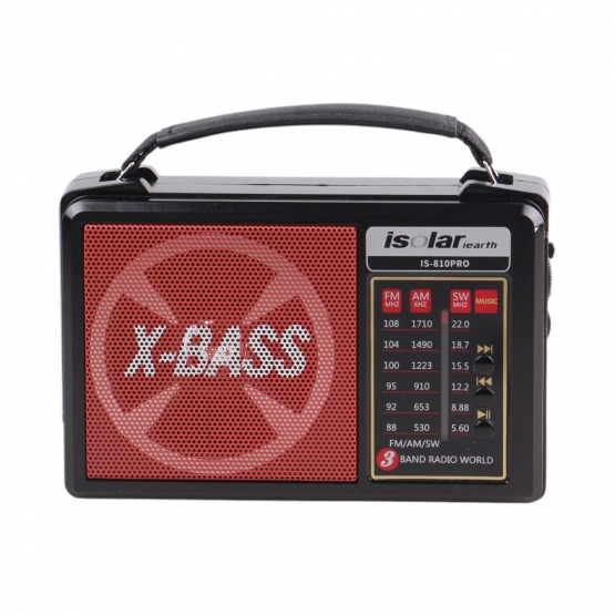 Solární 3pásmové rádio IS-810PRO červené