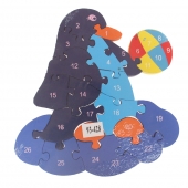 Vzdělávací dřevěné puzzle tučňák s míčem