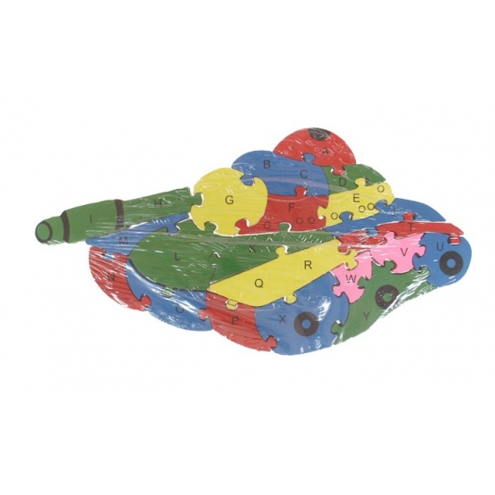 Vzdělávací dřevěné puzzle tank