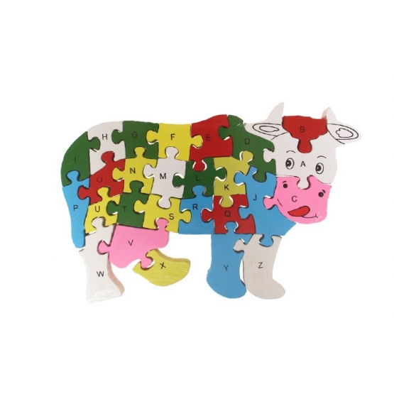 Vzdělávací dřevěné puzzle kráva var.2