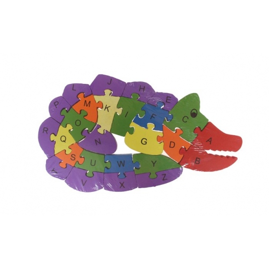 Vzdělávací dřevěné puzzle krokodýl var.2