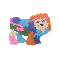Vzdělávací dřevěné puzzle lev var.2