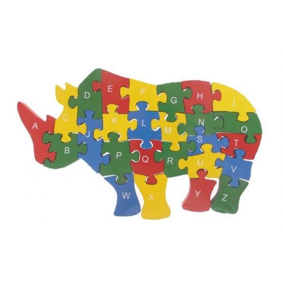 Vzdělávací dřevěné puzzle nosorožec