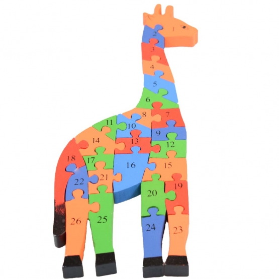 Vzdělávací dřevěné puzzle žirafa