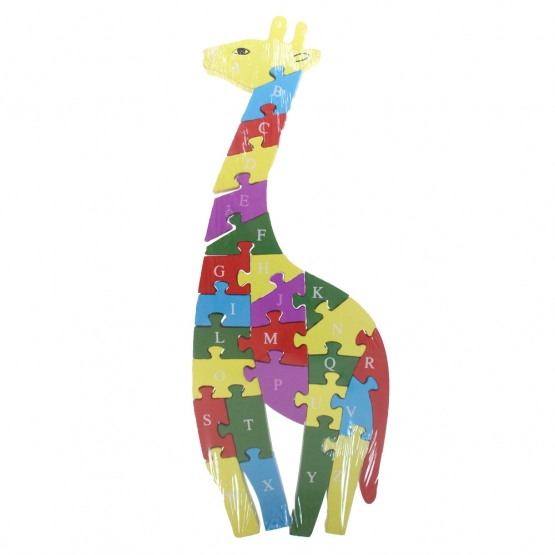 Vzdělávací dřevěné puzzle žirafa var.3