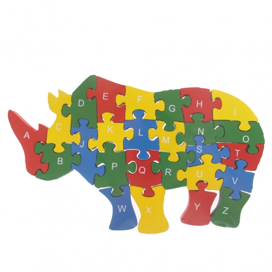 Vzdělávací dřevěné puzzle nosorožec
