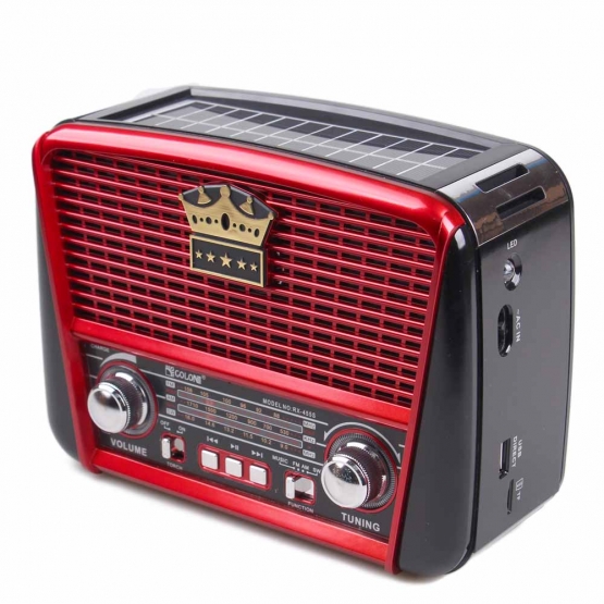 Přenosné 3 pásmové solární rádio černo-červené KORUNA  RX-455S
