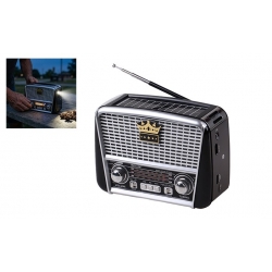 3pásmové solární rádio s Bluetooth černo-stříbrné KORUNA
