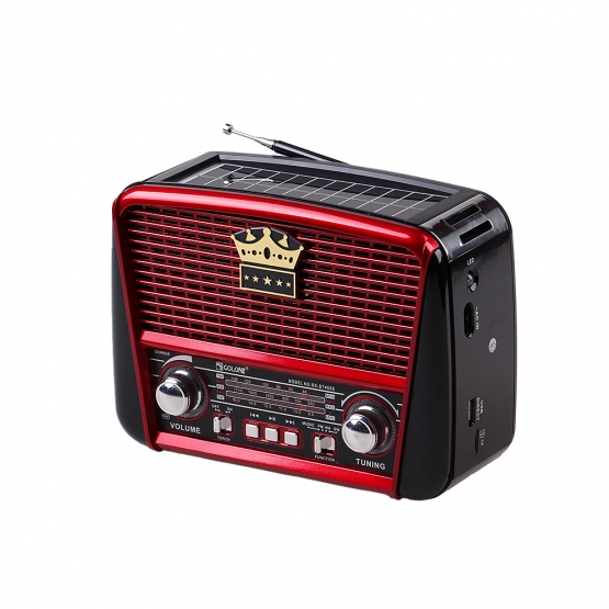 3pásmové solární rádio s Bluetooth černo-červené KORUNA