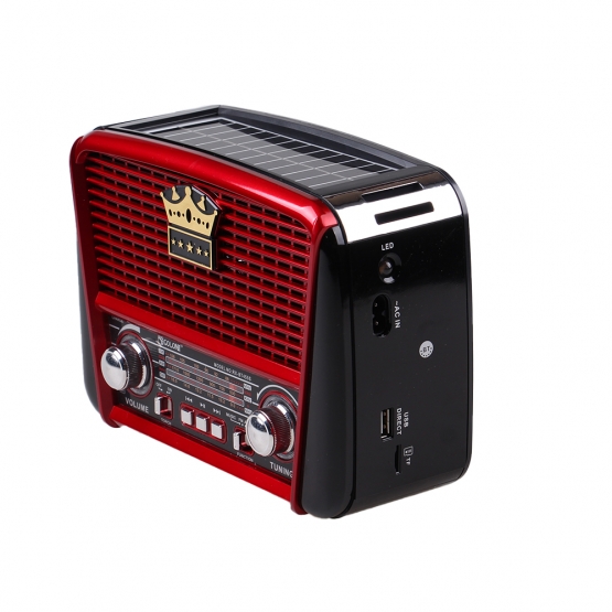 3pásmové solární rádio s Bluetooth černo-červené KORUNA