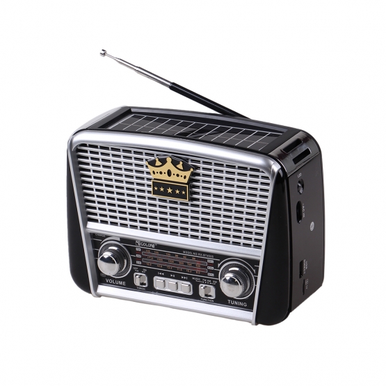 3pásmové solární rádio s Bluetooth černo-stříbrné KORUNA
