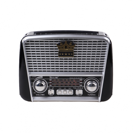 3pásmové solární rádio s Bluetooth černo-stříbrné KORUNA