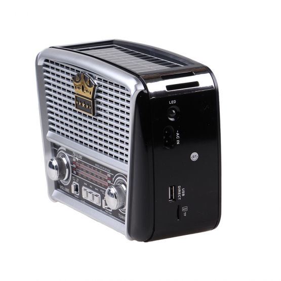 3pásmové solární rádio s Bluetooth černo-stříbrné KORUNA