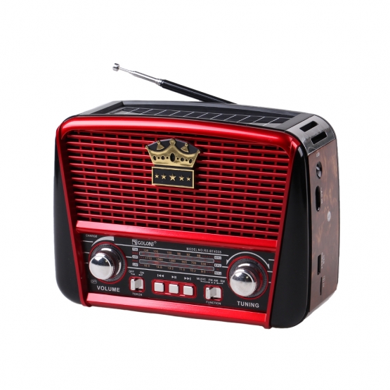 3pásmové solární rádio s Bluetooth hnědo-červené KORUNA