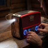 3pásmové solární rádio s Bluetooth hnědo-červené KORUNA