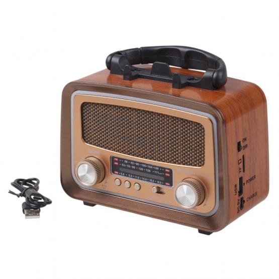 Solární přenosné rádio YG-1086mini-S světle hnědé