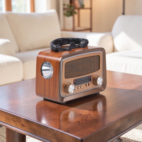 Solární přenosné rádio YG-1086mini-S světle hnědé